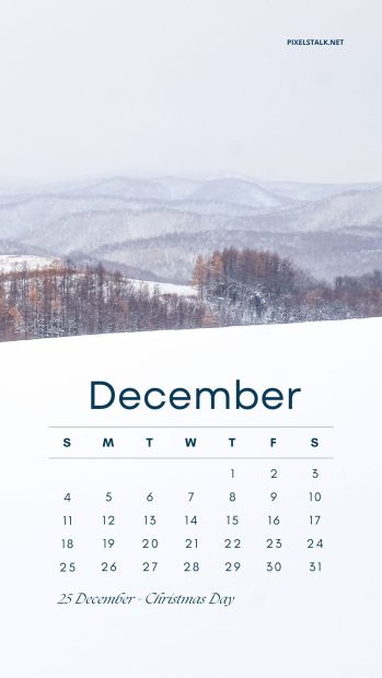 New December 2022 Calendar Phone Background.
