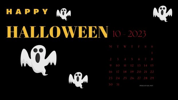 October 2023 Calendar Halloween Desktop Wallpaper (1).