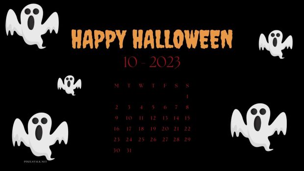 October 2023 Calendar Halloween Desktop Wallpaper (2).