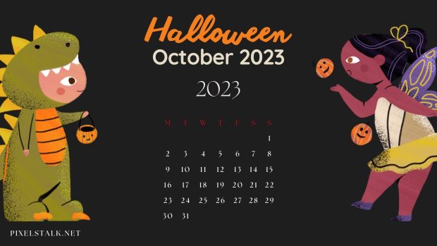 October 2023 Calendar Halloween Desktop Wallpaper (3).