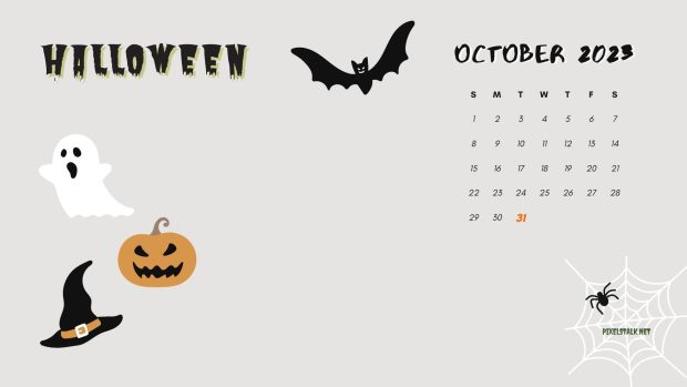 October 2023 Calendar Halloween Wallpaper for Laptop.