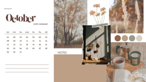 October 2023 Calendar Wallpaper HD Free download.