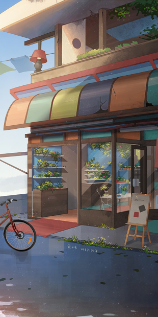 Phone Anime Cafe Background HD.