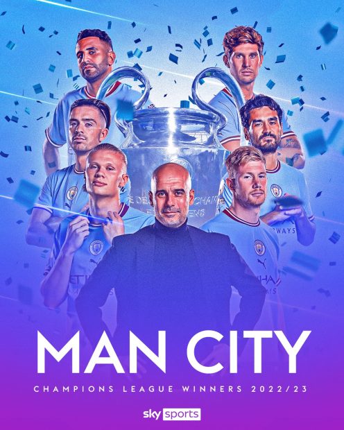 Proud Manchester City UEFA Champions League 2023 Champions.