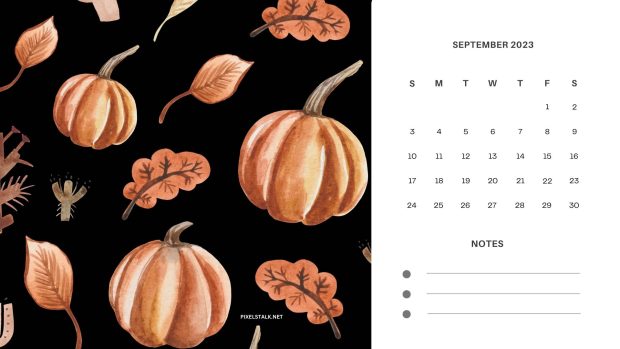 Pumpkin September 2023 Calendar HD Wallpaper.