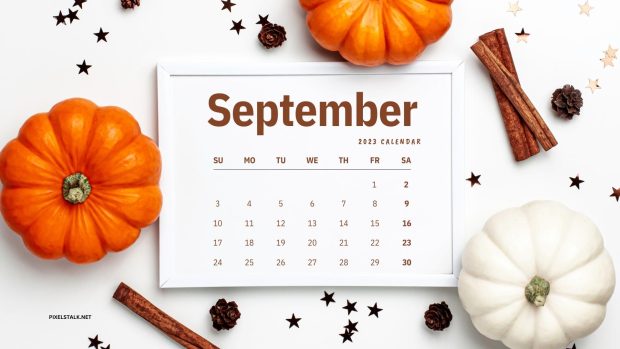 Pumpkin September 2023 Calendar Wallpaper.