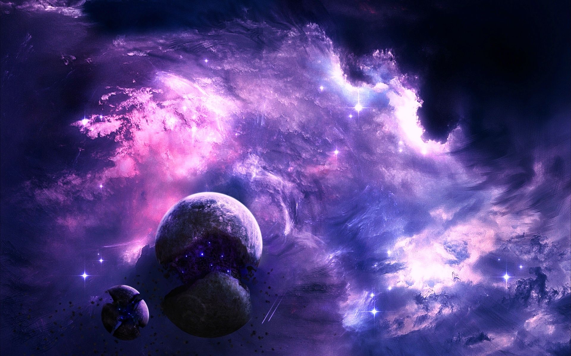 Purple Planet Wallpaper 4K Saturn Rings Nebula Space 6416