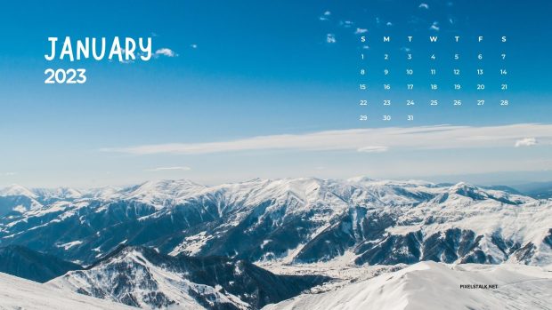 Snow January Calendar 2023 Wallpaper HD.