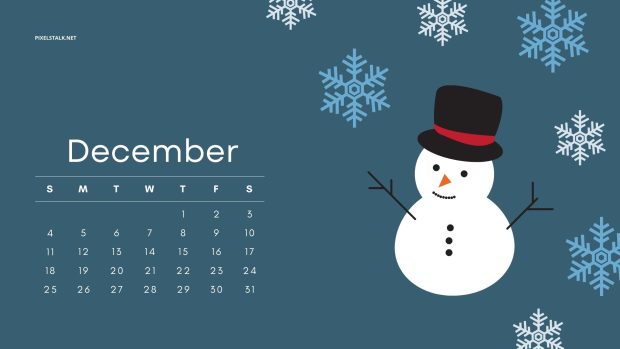 Snowman December 2022 Calendar Wallpaper HD.