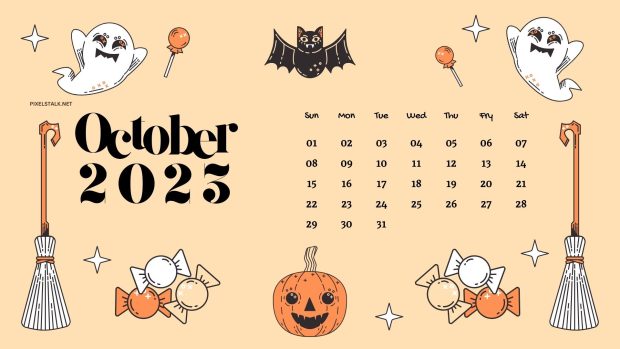 Spooky October 2023 Calendar Wallpaper HD.