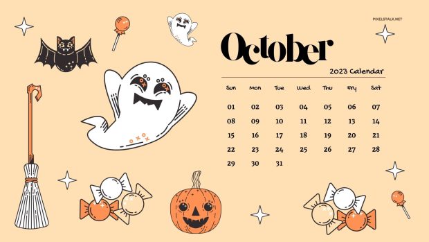 Spooky October 2023 Calendar Wallpaper HD.