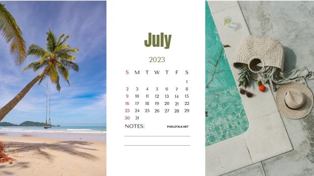 Summer July 2023 Calendar Background.