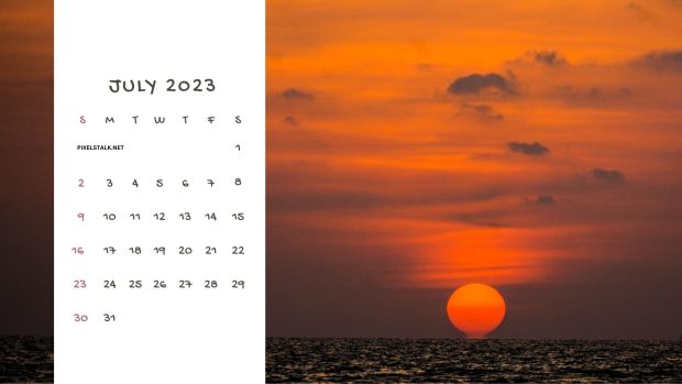 Sunset July 2023 Calendar Background.