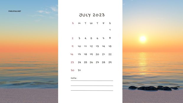 Sunset July 2023 Calendar Backgrounds.