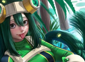 Download wallpaper 1600x1200 my hero academia tsuyu asui cute anime  girl standard 43 fullscreen 1600x1200 hd background 16182