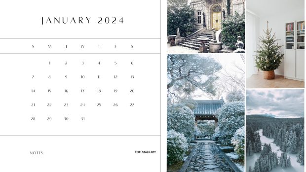 1080p January 2024 Calendar HD Wallpaper.