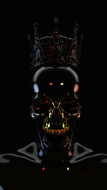 3d Gangster Skull With Crown Wallpaper.