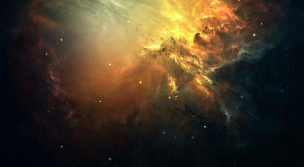 A Burning Cosmic Dust and Galaxy in Outer Space Space Wallpaper High Resolution.