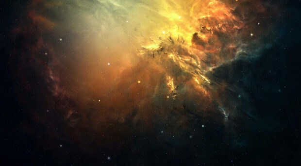 A Burning Cosmic Dust and Galaxy in Outer Space Space Wallpaper High Resolution.