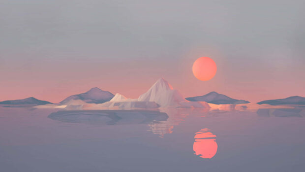 A Sunset With Icebergs Desktop HD Wallpaper Computer.