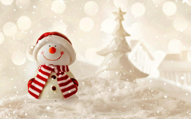 A cheery Snowman Frosty welcomes us with the coming of winter Wallpaper.