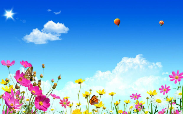 Adventure Awaits Take in the Splendor of the Landscape from a Hot Air Balloon Wallpaper.