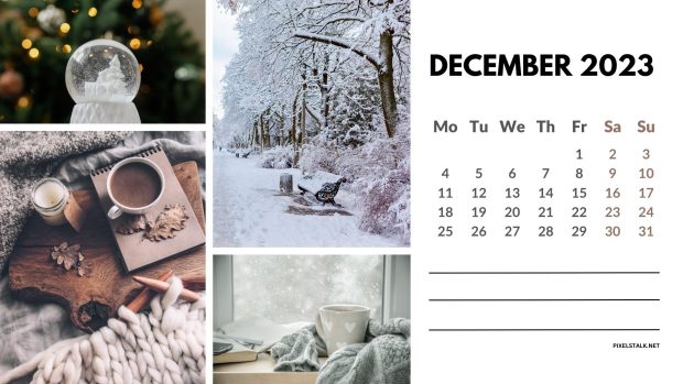 Aesthetic December 2023 Calendar HD Wallpaper.