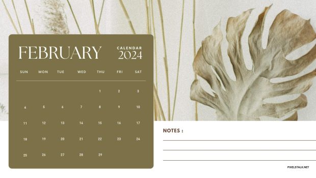 Aesthetic February 2024 Calendar Backgrounds HD.