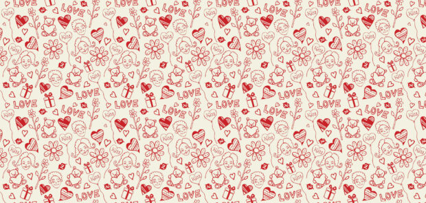 Aesthetic Heart Doodle Wallpaper.