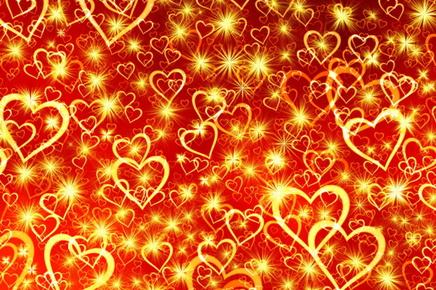 Aesthetic Heart Yellow Red Wallpaper.