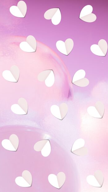 Aesthetic Holographic Pink and Purple Valentine’s Day iPhone Wallpaper.