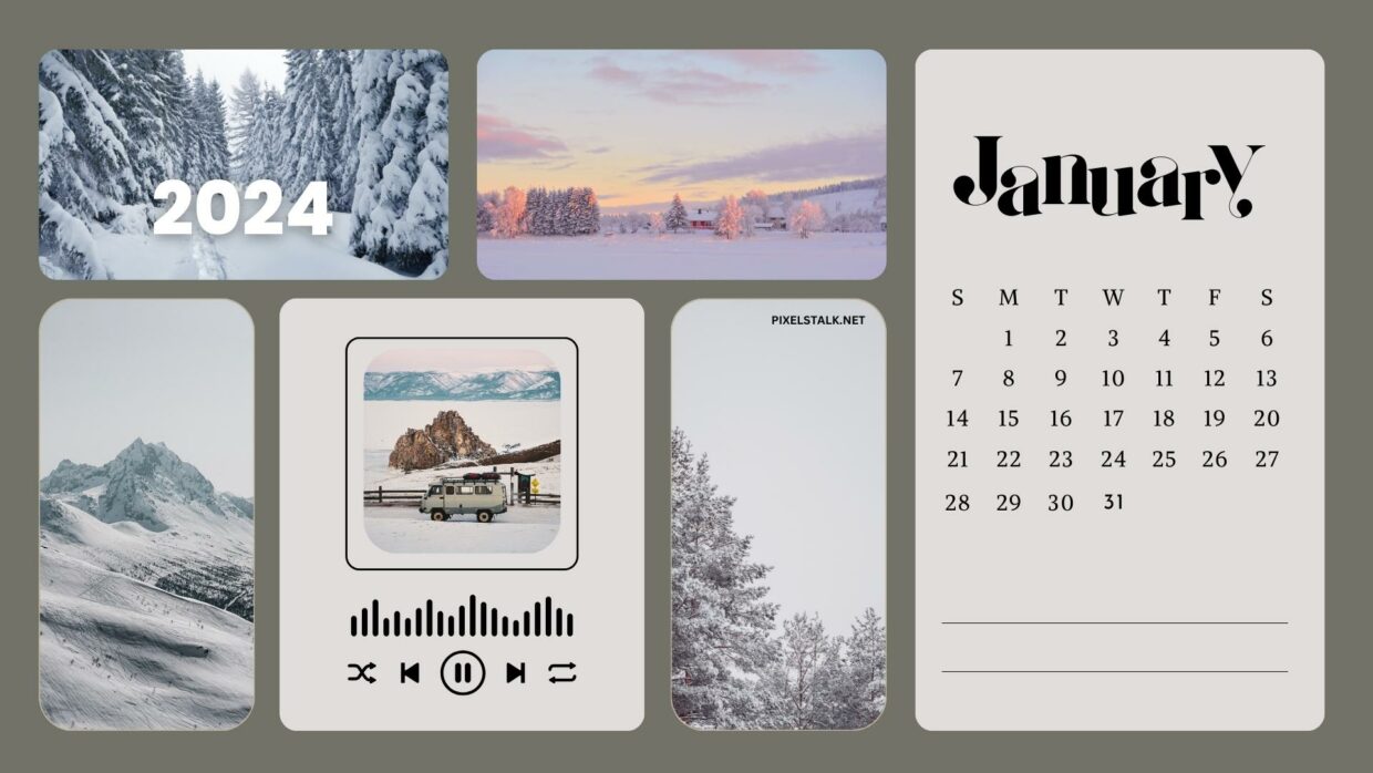 January 2024 Calendar Background for Desktop - PixelsTalk