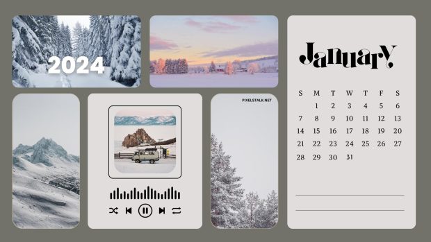Aesthetic January 2024 Calendar Backgrounds HD.