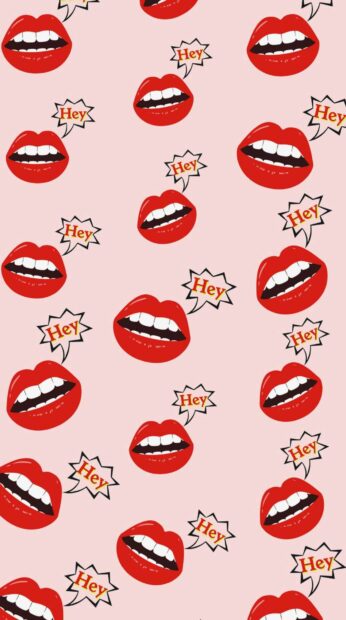 Aesthetic Red Lips Valentines Day Wallpaper.