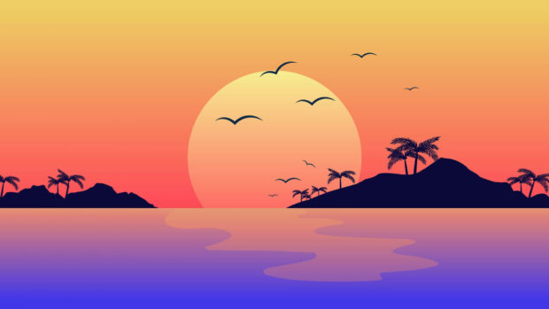 Aesthetic Sunset Desktop HD Wallpaper Free download.