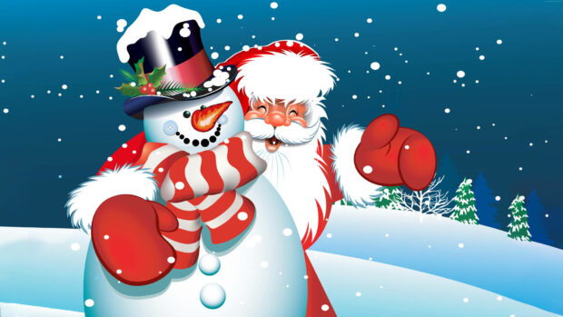 Animated Snowman And Santa Claus Background.