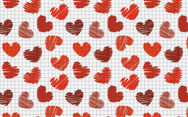 Awesome Red Heart Grid Wallpaper.