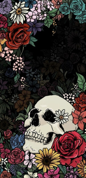 Beautiful Day Of The Dead Skull Wallpaper iPhone.