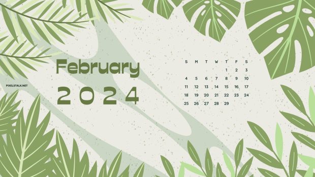 Beautiful February 2024 Calendar Wallpaper HD.