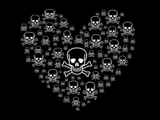 Black And White Heart Crossbones Background.