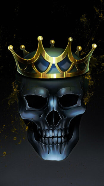 Black Gangster Skull With Crown Wallpaper.