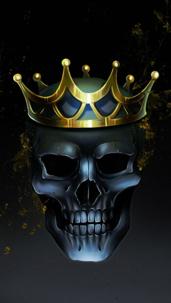 Black Gangster Skull With Crown Wallpaper.