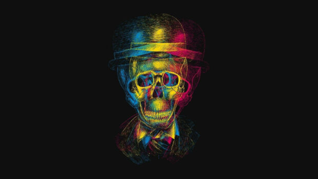 Black Trippy Skull Wallpaper HD.