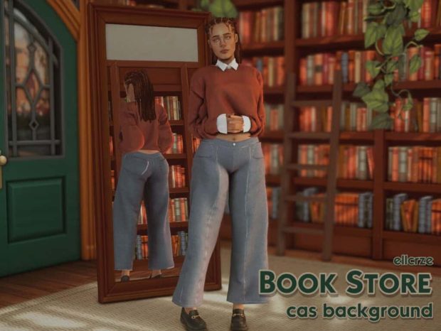 Bookstore Sims 4 CAS Background by Ellcrze.