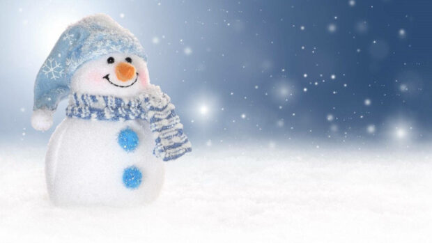 Celebrate winter with a cheerful snowman in the snow Background.