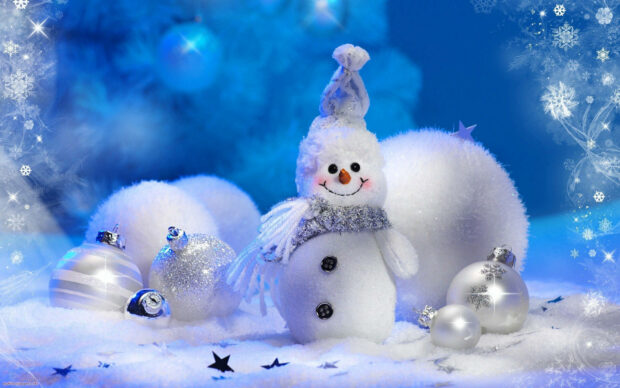 Christmas Aesthetic Desktop Snowball Wallpaper.
