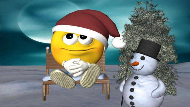 Christmas Cartoon M&M Chocolate And A Snowman Background.