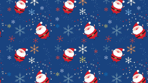 Christmas Cartoon Santa Claus Pattern Wallpaper.
