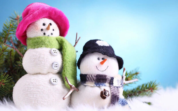 Christmas Cartoon Snowman Display Wallpaper HD.