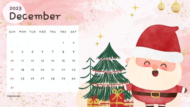 Christmas December 2023 Calendar HD Wallpaper.